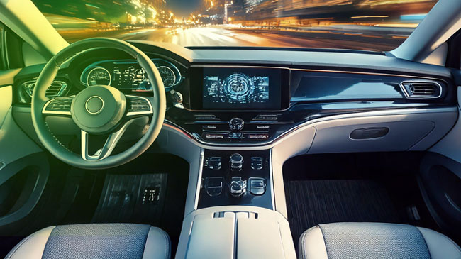 software-lifecycle-car Innenansicht eines vernetzten Fahrzeugs