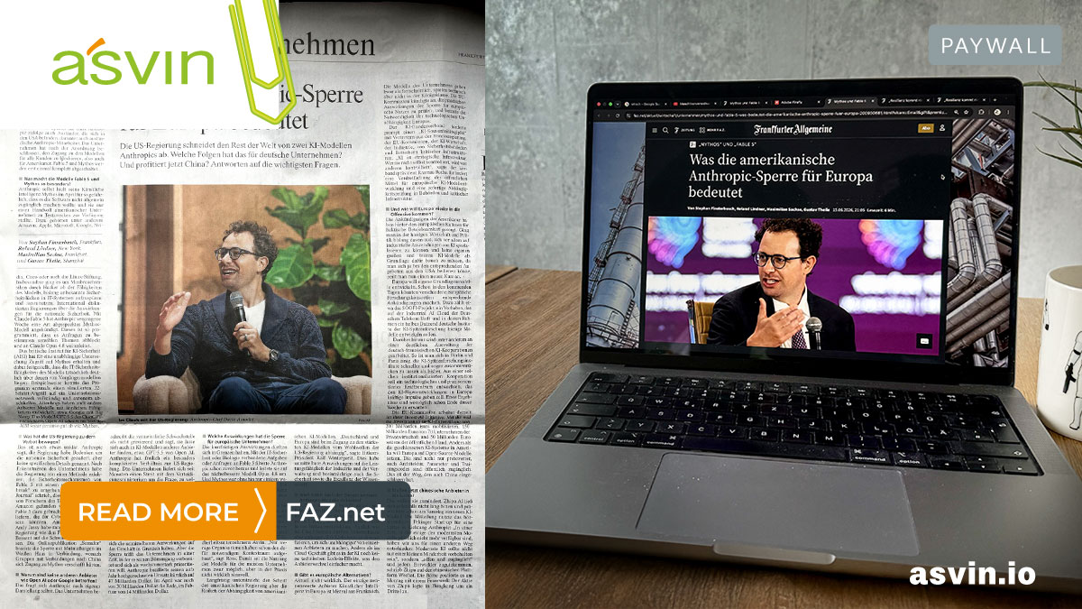Mirko Ross spoke with the FAZ about the ban on using Anthropic outside the U.S. 